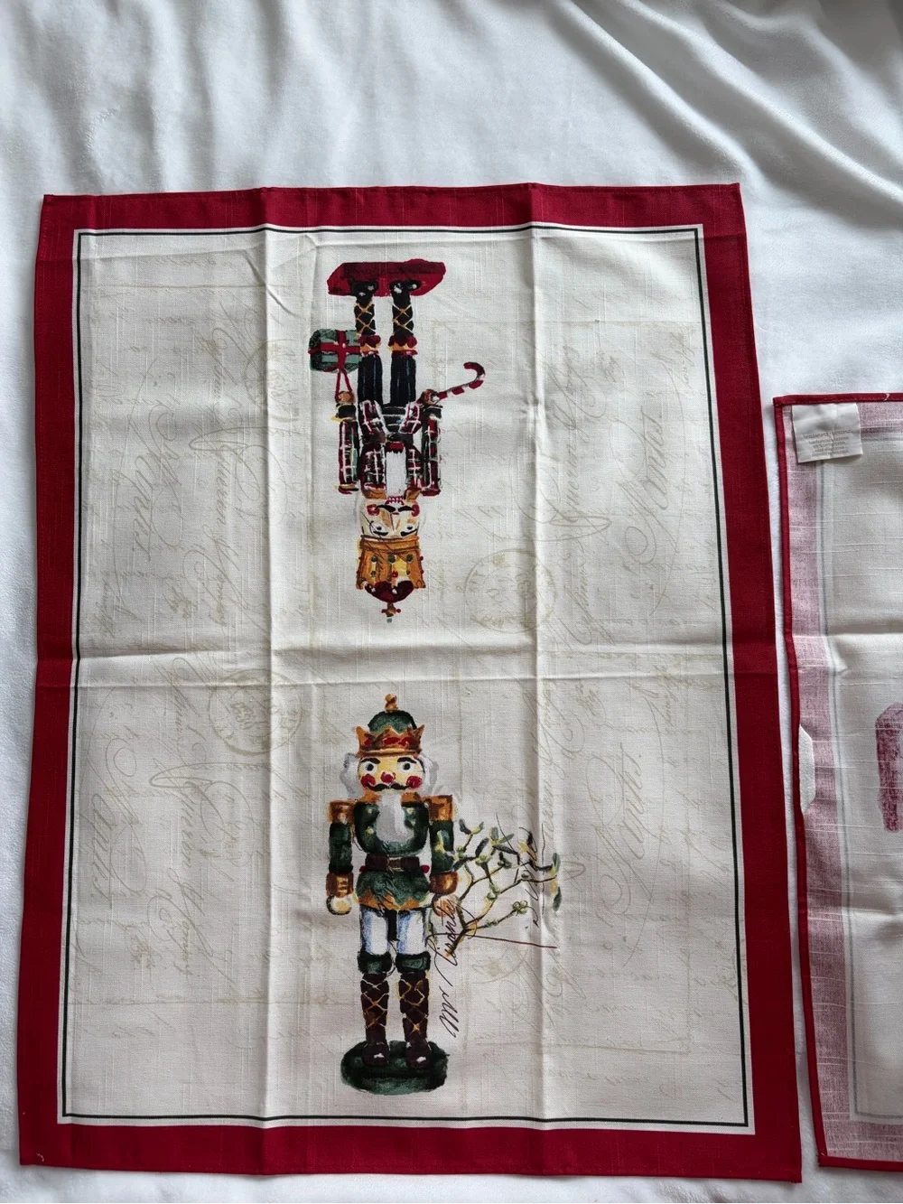 New Williams Sonoma kitchen towels Christmas Nutcracker King 100% Cotton 31x24
